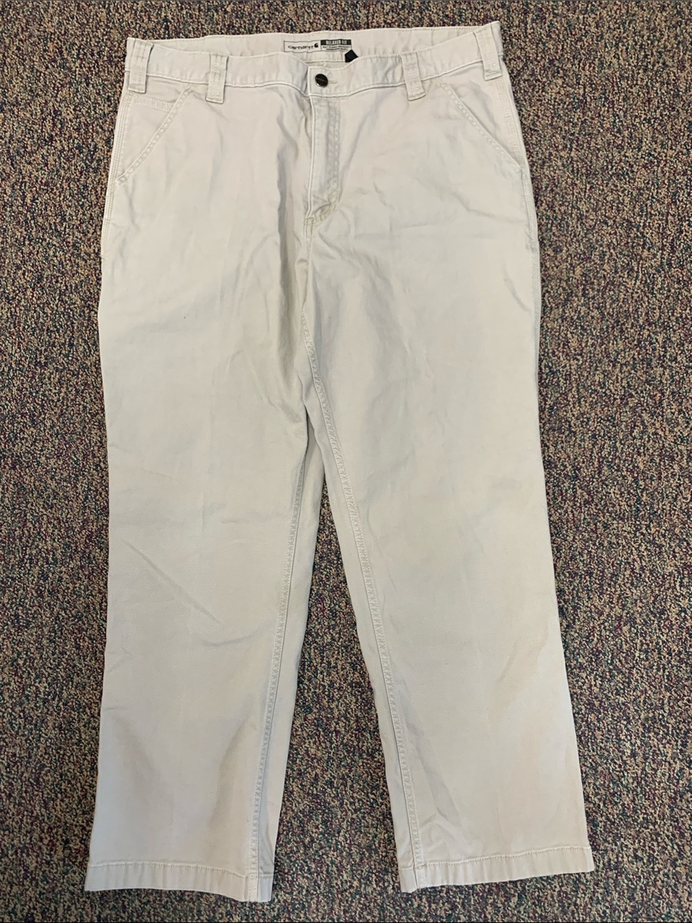 Carhartt Men's Rugged Flex 38x30 Cream Relaxed Fit Canvas Work Pants Utility